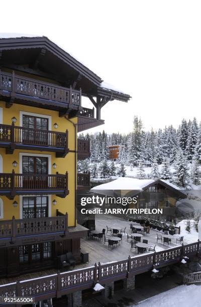 Cheval Blanc Hotel and Palace 5 stars, located in Jardin Alpin district, Courchevel 1850 ski resort, Trois Vallees skiing area, Tarentaise valley,...