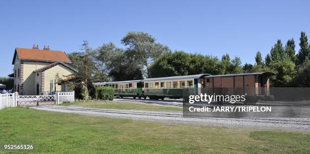 The terminus of the narrow gauge Somme Bay Railway or Chemin de Fer de la Baie de Somme, town of Le Crotoy, Baie de Somme and Cote d'Opale area,...