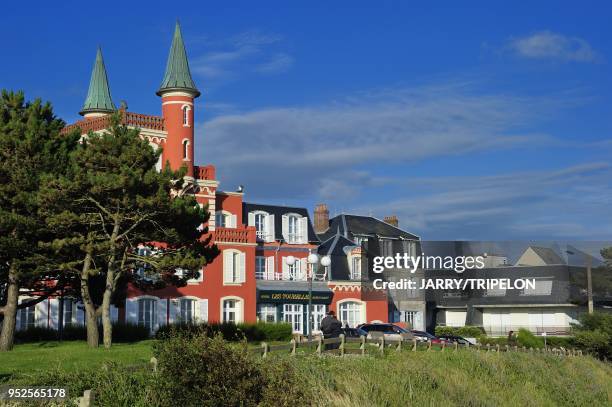 Les Tourelles hotel near the beach of Le Crotoy, Baie de Somme and Cote d'Opale area, Somme department, Picardie region, France.