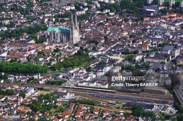 Vue aérienne de la ville de Chartres, Eure-et-Loir, France.