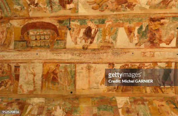Abbaye de Saint Savin, inscrite au Patrimoine Mondial de l'UNESCO, pour la richesse des decors peints de son abbatiale qui ornent la nef sur pres de...