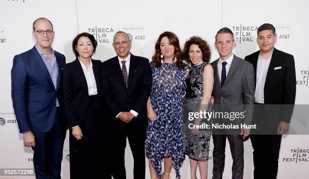 David Nevins, Ann Curry, Dean Baquet, Liz Garbus, Jenny Carchman, Justun Wilkes and Vinnie Malhotra attend the screening of "The Fourth Estate" -...