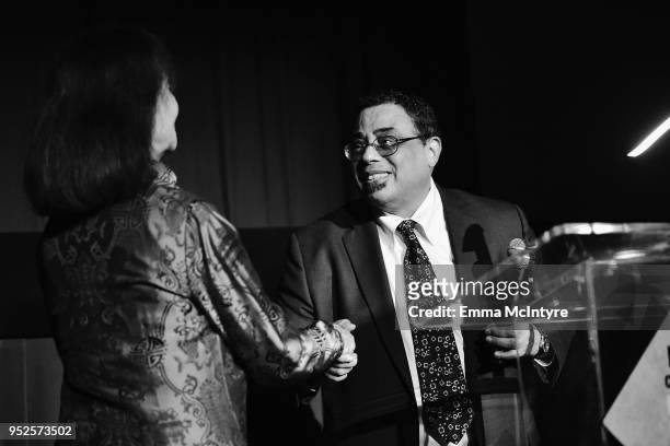 Actor Nancy Kwan and Writer Donald Bogle speak onstage at the screening of 'The World of Suzie Wong' during day 3 of the 2018 TCM Classic Film...