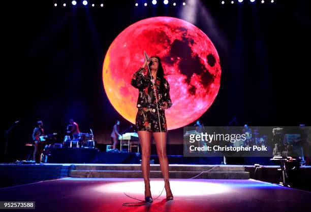 Kacey Musgraves performs onstage during 2018 Stagecoach California's Country Music Festival at the Empire Polo Field on April 28, 2018 in Indio,...