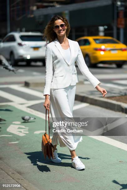 Barbara Fialho is seen in NoHo on April 28, 2018 in New York City.