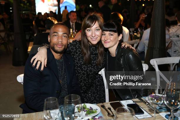 Actors Kendrick Sampson, Isidora Goreshter and Shailene Woodley attend the All It Takes Fundraiser Dinner on April 28, 2018 in Cypress, California.