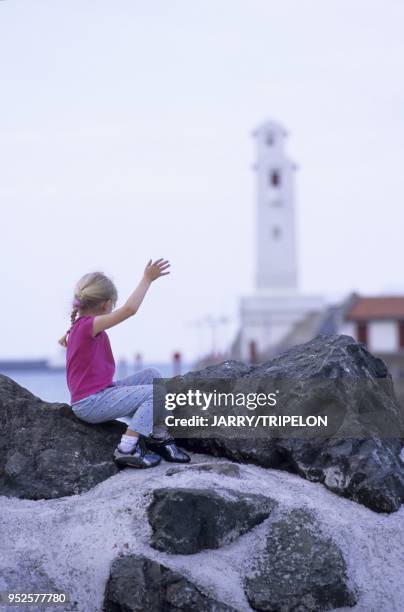 Phare, Saint-Jean-de-Luz et Ciboure, Pays Basque, departement Pyrenees-Atlantique, region Aquitaine, France lighthouse, Saint-Jean-de-Luz and...