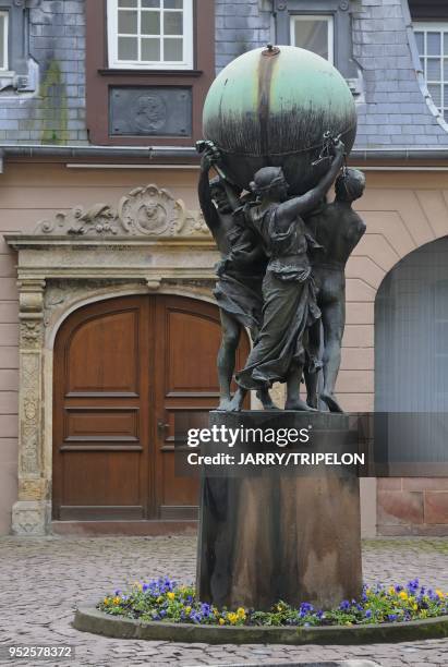 Bartholdi museum, the planisphere of the entrance, Colmar, departement Haut-Rhin, region Alsace, France.