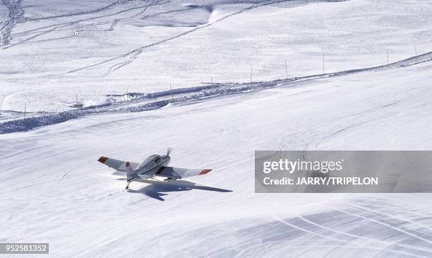 Altiport, Val Thorens, Domaine skiable des Trois Vallees, Vallee des Belleville, departement Savoie, region Rhone-Alpes, France mountain airfield,...
