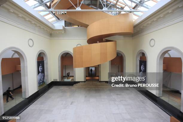 Stairs inside the Art Gallery of Ontario , redesign by architect Frank Gehry.
