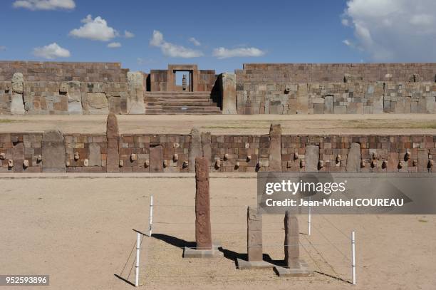 The ruins of the ancient city state close the Titicaca lake. Tiwanaku is an important Pre-Columbian Andean civilization, one of the most important...