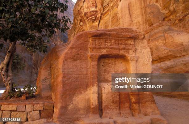 Site Nabateen de PETRA en Jordanie. Representation des dieux nabateens. .