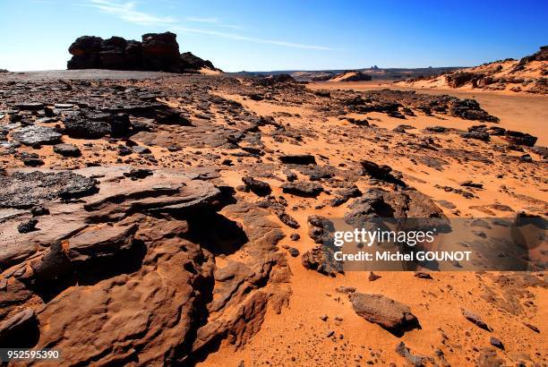 Paysages du desert de roches de l'Akakous dans le sud de la Libye.