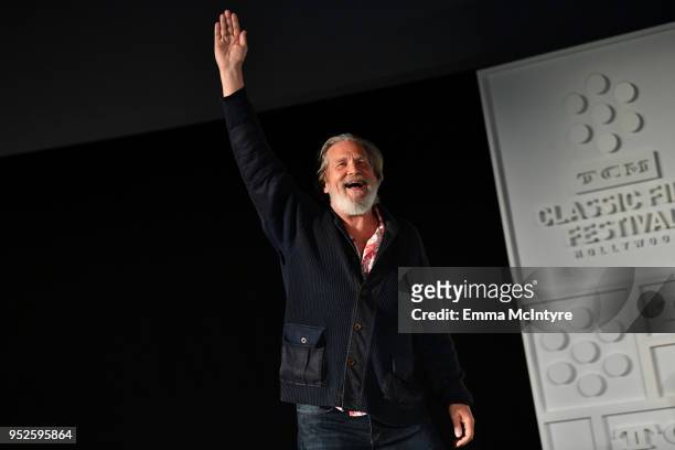 Actor Jeff Bridges speaks onstage at the screening of 'The Big Lebowski' during day 3 of the 2018 TCM Classic Film Festival on April 28, 2018 in...