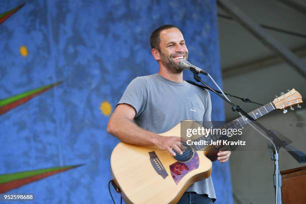 Jack Johnson performs onstage during Day 2 of 2018 New Orleans Jazz & Heritage Festival at Fair Grounds Race Course on April 28, 2018 in New Orleans,...