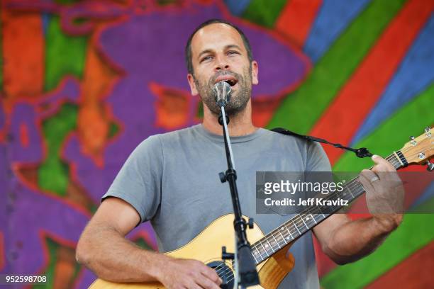 Jack Johnson performs onstage during Day 2 of 2018 New Orleans Jazz & Heritage Festival at Fair Grounds Race Course on April 28, 2018 in New Orleans,...