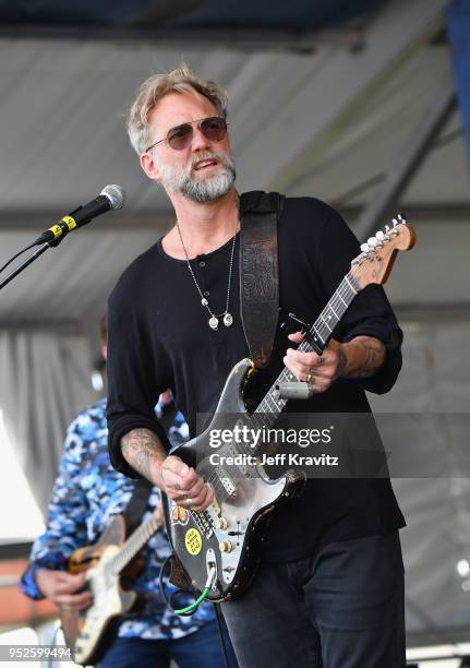 Anders Osbourne performs onstage with Voice of the Wetlands All-Stars during Day 2 of 2018 New Orleans Jazz & Heritage Festival at Fair Grounds Race...