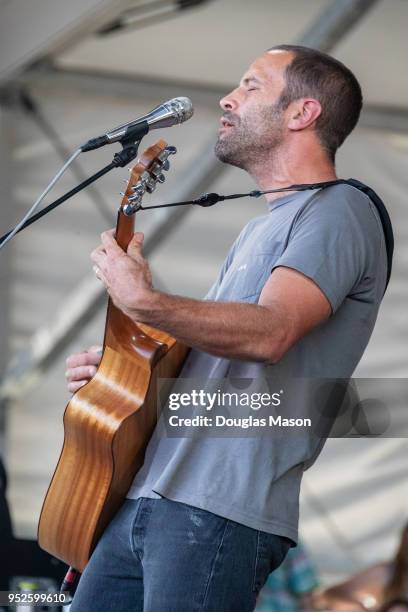 Jack Johnson performs during the New Orleans Jazz & Heritage Festival 2018 at Fair Grounds Race Course on April 28, 2018 in New Orleans, Louisiana.