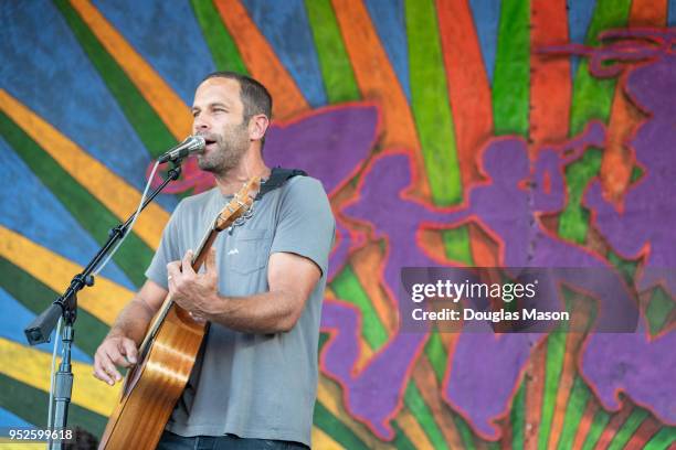 Jack Johnson performs during the New Orleans Jazz & Heritage Festival 2018 at Fair Grounds Race Course on April 28, 2018 in New Orleans, Louisiana.