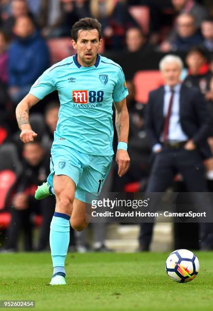 Bournemouth's Charlie Daniels during the Premier League match between Southampton and AFC Bournemouth at St Mary's Stadium on April 28, 2018 in...