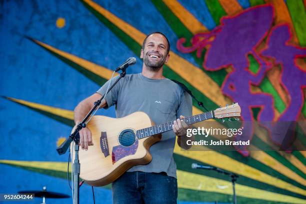 Jack Johnson performs at the New Orleans Jazz & Heritage Festival at the Fair Grounds Race Course on April 28, 2018 in New Orleans, Louisiana.