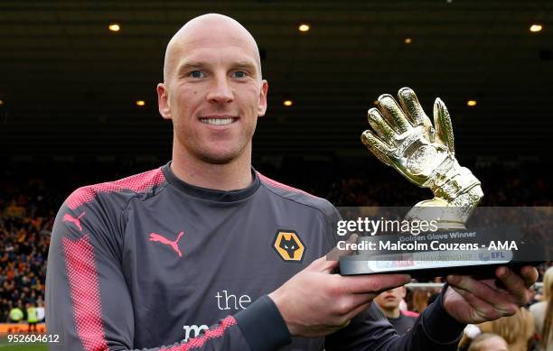 Wolverhampton Wanderers goalkeeper John Ruddy with the EFL Golden Gloves trophy following the Sky Bet Championship match between Wolverhampton...