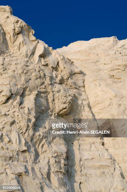 Scala dei Turchi, à Realmonte proche d'Agrigente. Détail des falaises de calcaire blanc.