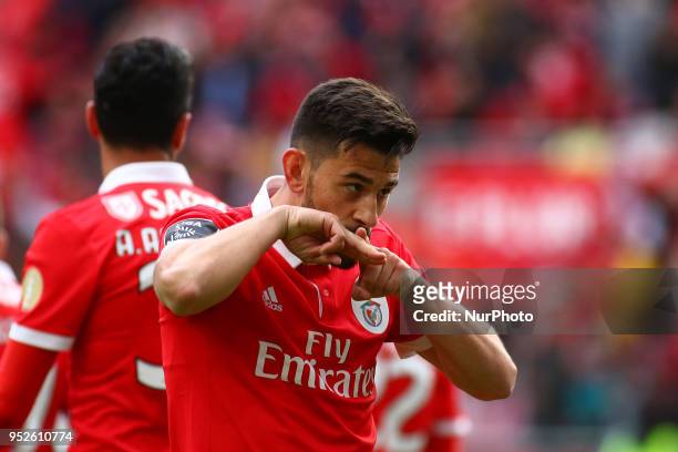 Benfcas Forward Pizzi from Portugal celebrants after scoring a goal during the Premier League 2017/18 match between SL Benfica vs CD Tondela, at...