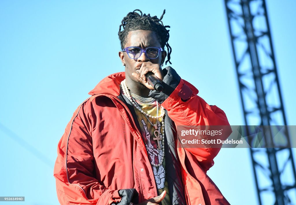 Young Smokes Rapper Rapper Young Thug performs onstage during the Smokers Club Festival ...