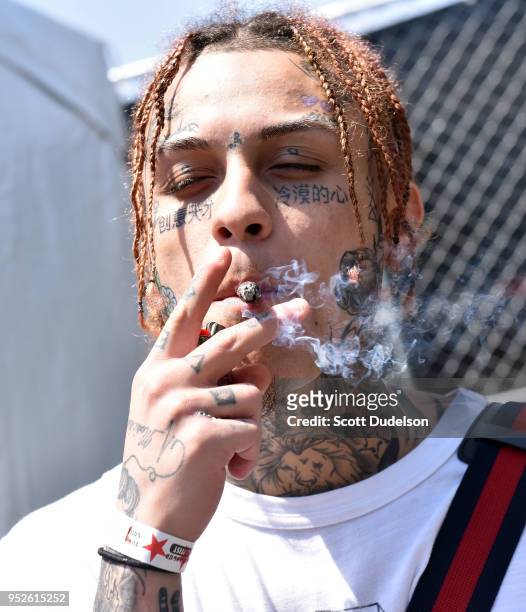 Rapper Lil Skies attends the Smokers Club Festival at The Queen Mary on April 28, 2018 in Long Beach, California.