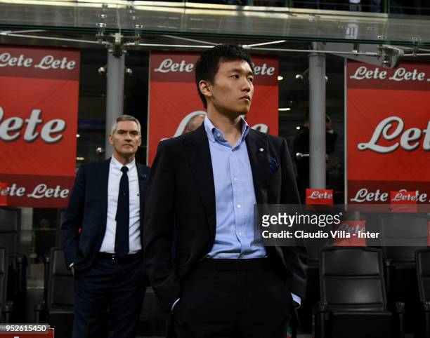 Internazionale Milano board member Steven Zhang Kangyang looks on prior to the serie A match between FC Internazionale and Juventus at Stadio...