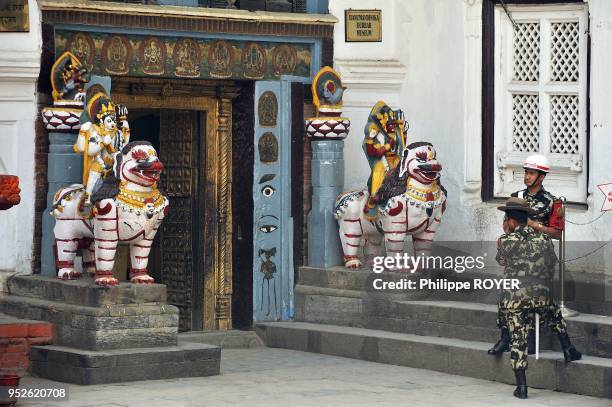 West door of temple of Taleju in Katmandu, Nepal.