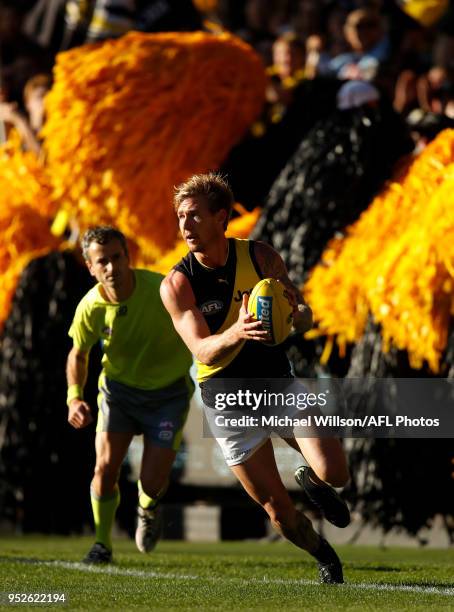 Nathan Broad of the Tigers in action during the 2018 AFL round six match between the Collingwood Magpies and the Richmond Tigers at the Melbourne...