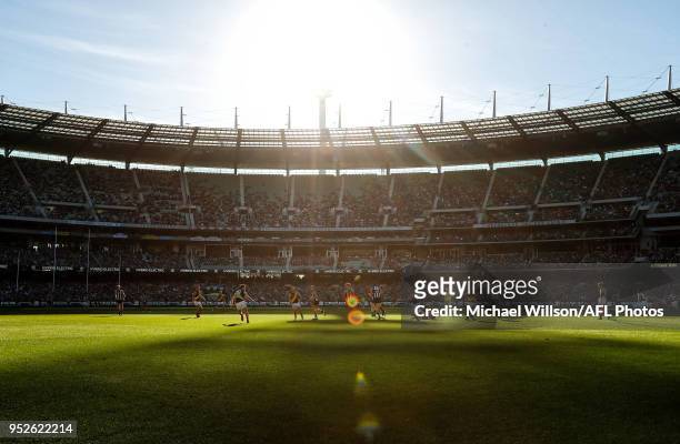 General view during the 2018 AFL round six match between the Collingwood Magpies and the Richmond Tigers at the Melbourne Cricket Ground on April 29,...