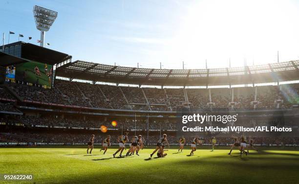 General view during the 2018 AFL round six match between the Collingwood Magpies and the Richmond Tigers at the Melbourne Cricket Ground on April 29,...