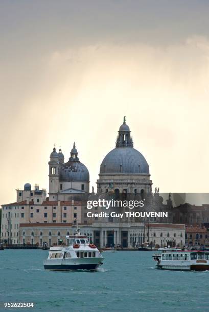 Musée Punta della Dogana et l'église Santa Maria della Salute, Venise, Italie.