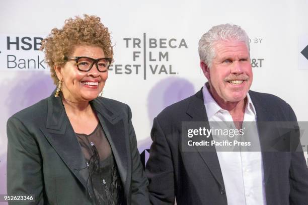 Opal Stone and Ron Perlman attend premiere of Disobedience during 2018 Tribeca Film Festival at BMCC.