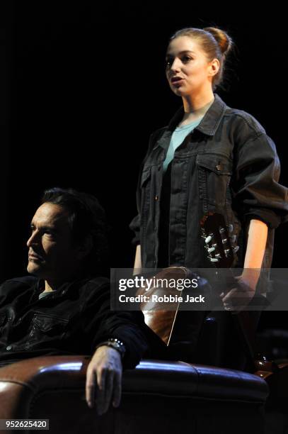 Ben Chaplin as Bernard and Seana Kerslake as Cat in Joe Pengall's Mood Music at The Old Vic Theatre on April 27, 2018 in London, England.