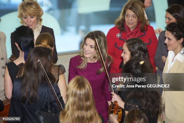 Princess Letizia of Spain attends a meeting with 'LiderA' at Canal Theater on March 9, 2010 in Madrid, Spain.