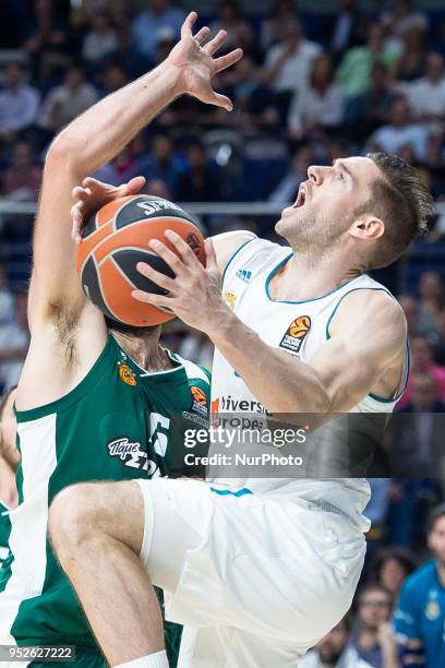 Fabien Causeur of Real Madrid in action during the Turkish Airlines Euroleague Play Offs Game 4 between Real Madrid v Panathinaikos Superfoods Athens...