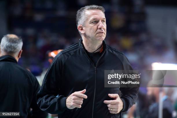 Referee Sreten Radovic of Croatia during the Turkish Airlines Euroleague Play Offs Game 4 between Real Madrid v Panathinaikos Superfoods Athens at...