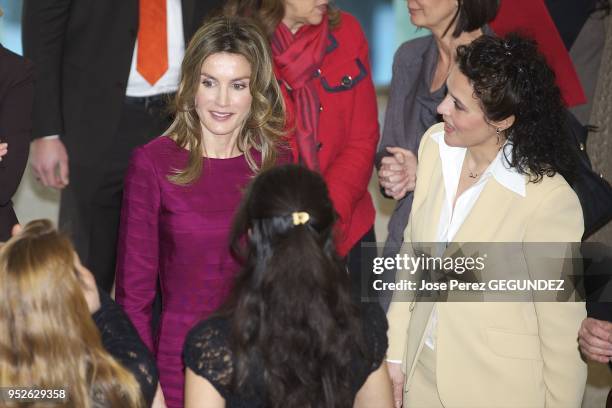 Princess Letizia of Spain attends a meeting with 'LiderA' at Canal Theater on March 9, 2010 in Madrid, Spain.