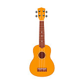 Ukulele icon. Vector illustration of yellow and brown hawaiian guitar isolated on a white background.