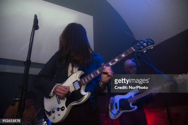 Scottish indie rock band Catholic Action perform live at Bermondsey Social Club, London on April 27, 2018. The current lineup consists of Chris...