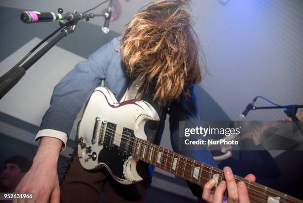 Scottish indie rock band Catholic Action perform live at Bermondsey Social Club, London on April 27, 2018. The current lineup consists of Chris...