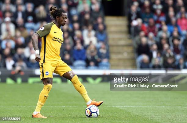 Brighton & Hove Albion's Gaetan Bong during the Premier League match between Burnley and Brighton and Hove Albion at Turf Moor on April 28, 2018 in...