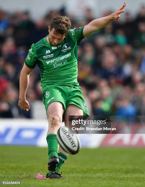 Galway , Ireland - 28 April 2018; Jack Carty of Connacht kicks a conversion during the Guinness PRO14 Round 21 match between Connacht and Leinster at...