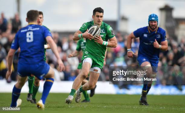 Galway , Ireland - 28 April 2018; Tiernan O'Halloran of Connacht makes a break during the Guinness PRO14 Round 21 match between Connacht and Leinster...