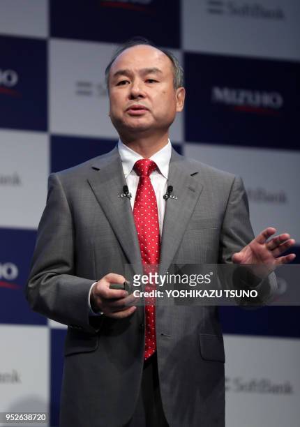 Le président de la multinationale 'Softbank' Masayoshi Son lors d'une conférence de presse le 15 septembre 2016, Tokyo, Japon. Annonce d'un...