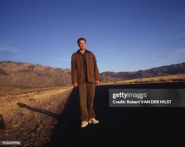 French writer Jean-Marie Gustave le Clezio in Albuquerque's desert, New-Mexico.